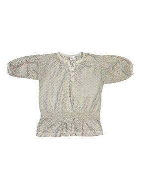 Vintage Cream Lace Peplum Henley Top